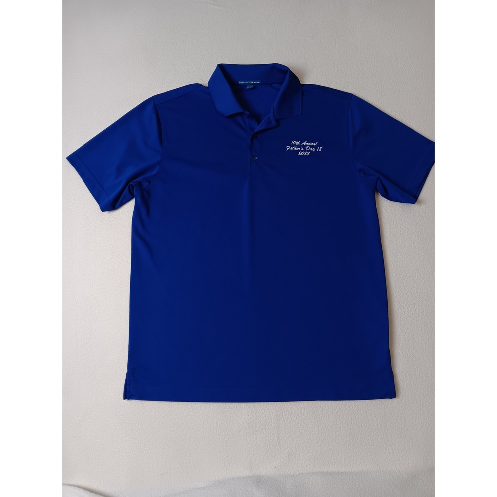 Port Authority Mens Blue Father's Day 2022 Performance Polo Shirt Size L